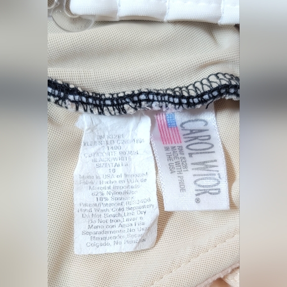 Carol Wíor Classic Splice One-Piece Swimsuit Women's 16 Black & Bone Slimming - Picture 3 of 6